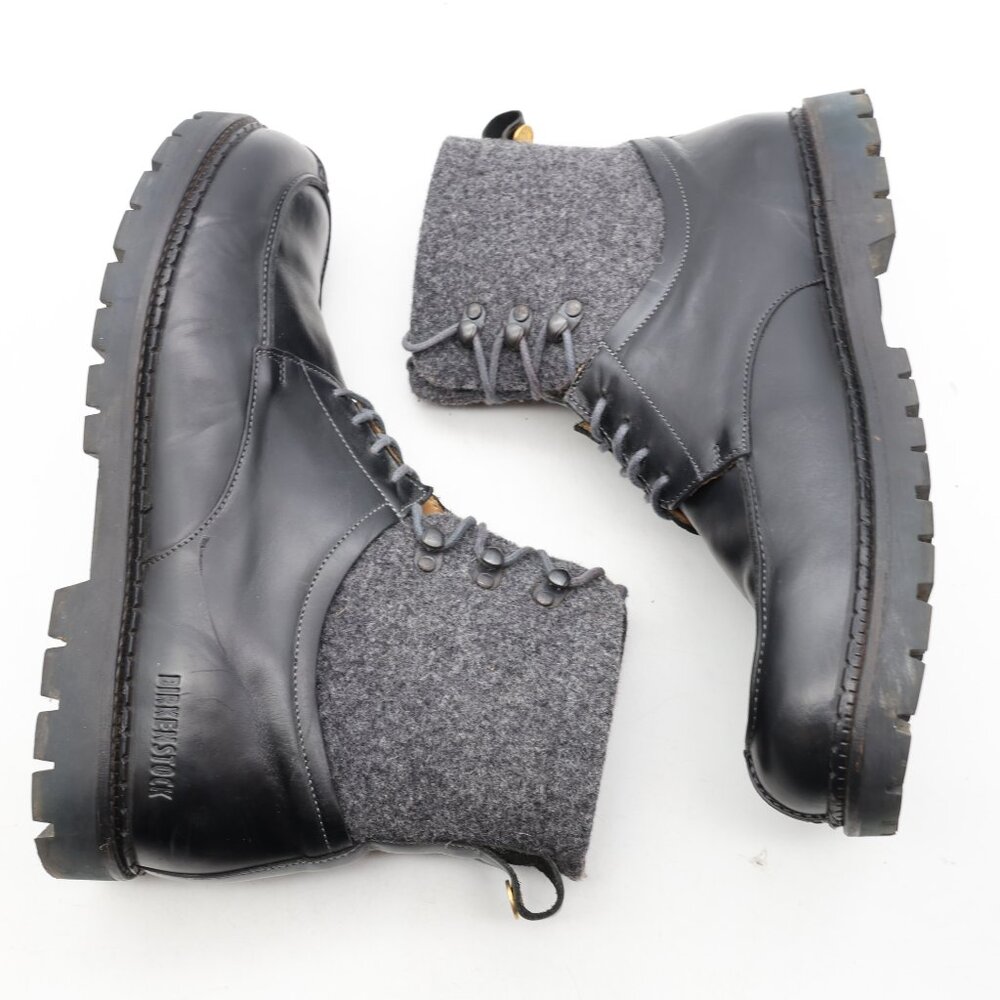 Birkenstock Timmins Men's Size EU 45 US 12 High Black Leather Boots Boiled Wool - Picture 8 of 13